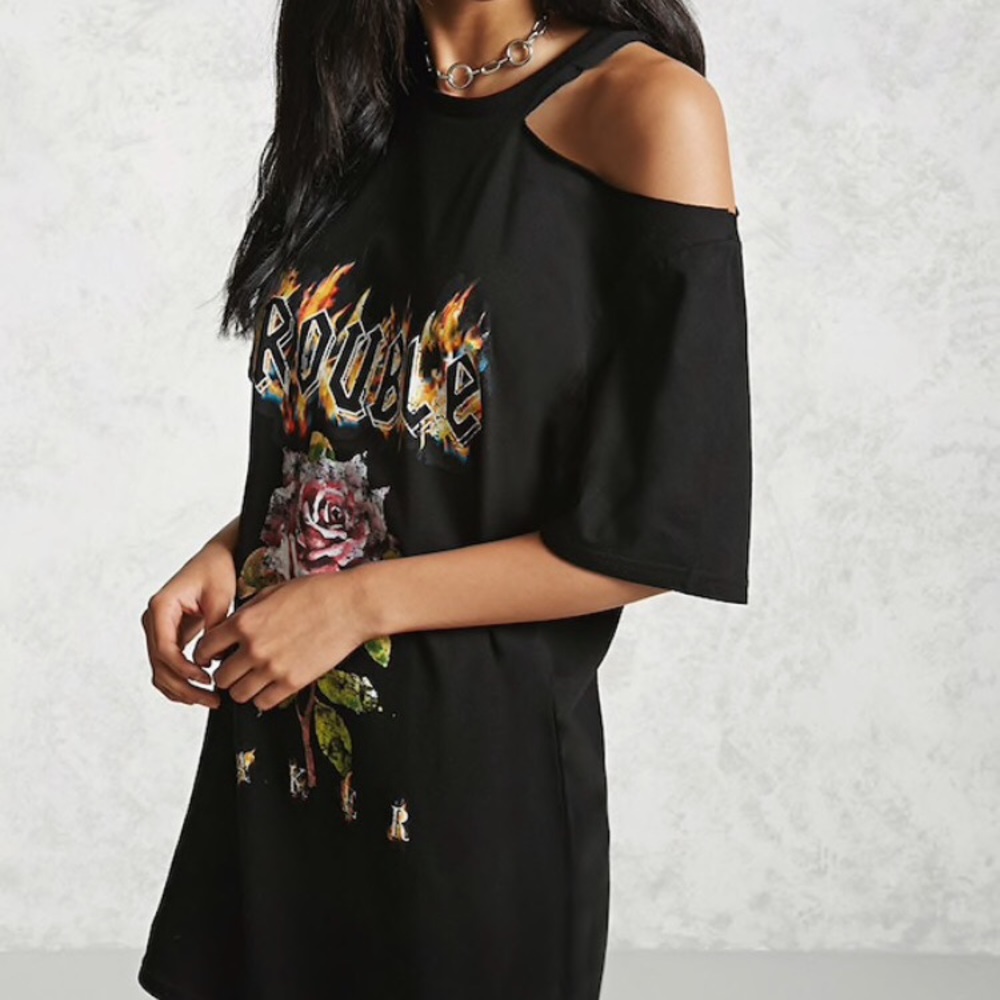 F21 One-Shoulder T-Shirt Dress